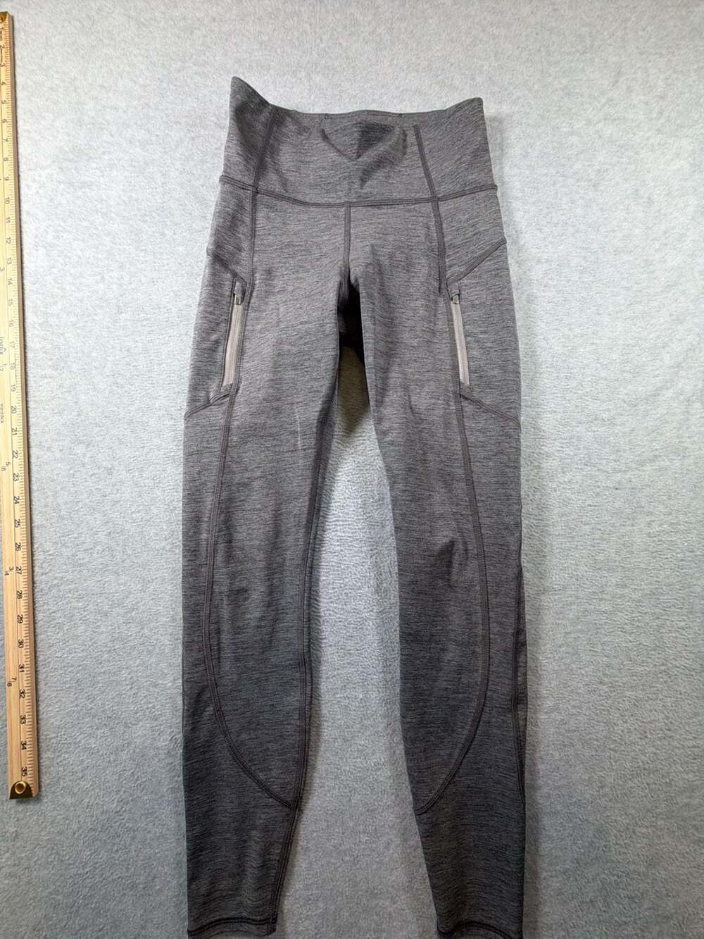 Athleta Rainier Heathered Tight Leggings with Side Zip Pockets